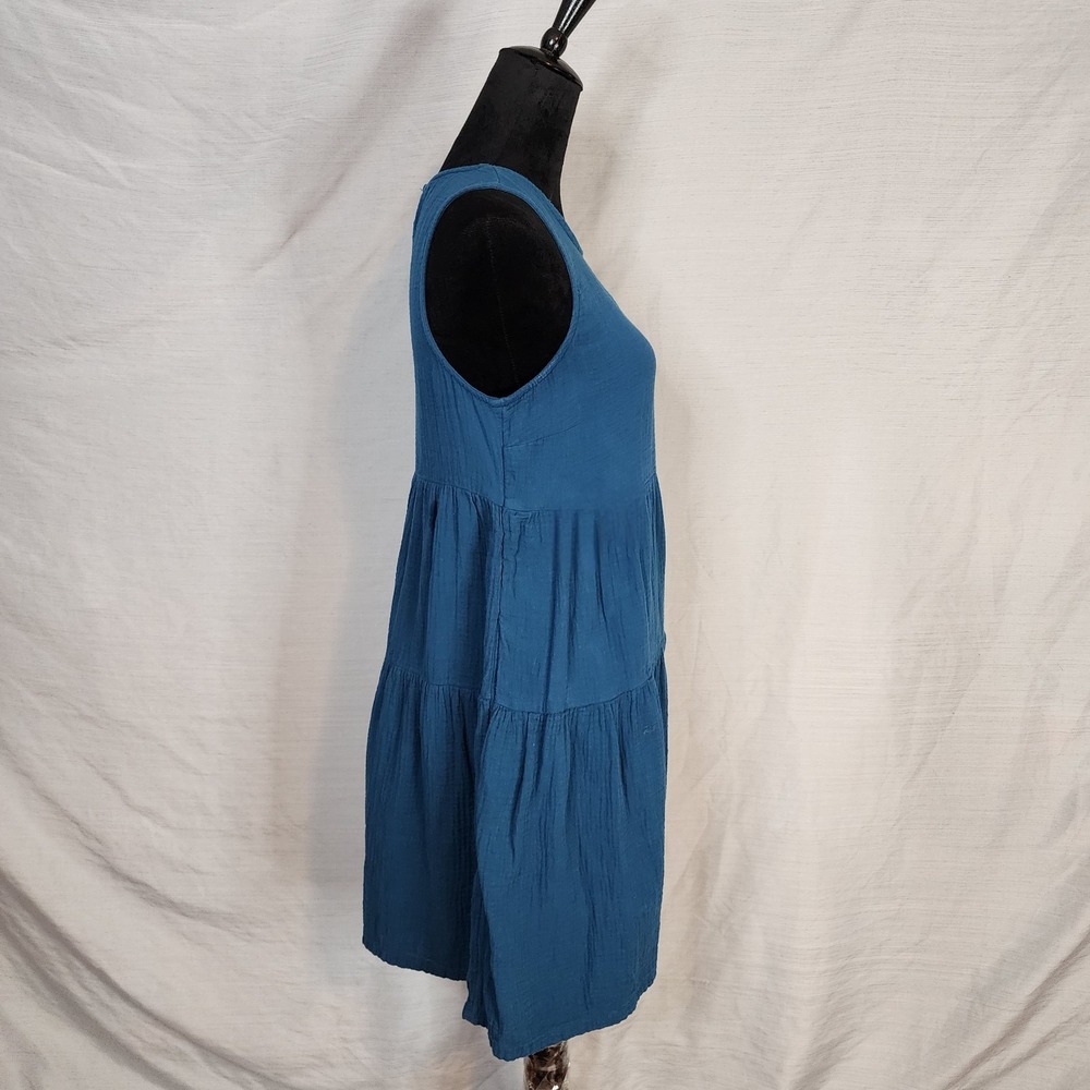 UNIVERSAL THREAD Size XS Teal Peacock Blue Gauze Cotton Tiered Summer Sundress - Picture 4 of 8